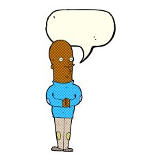 cartoon funny bald man with speech bubble N6