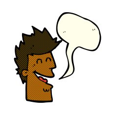 cartoon happy man with speech bubble N265