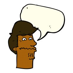 cartoon nervous man with speech bubble N78