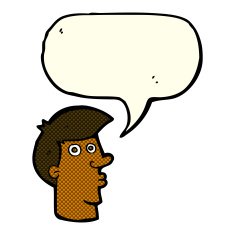 cartoon confused man with speech bubble N23