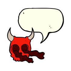 cartoon halloween skull with speech bubble N3