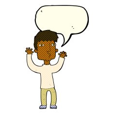 cartoon anxious man with speech bubble N6