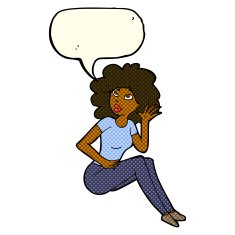 cartoon woman listening with speech bubble N4