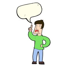 cartoon man with complaint speech bubble N6