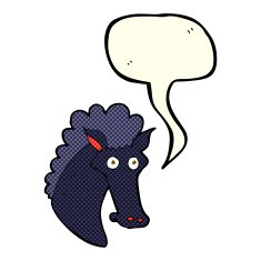 cartoon horse head with speech bubble N6