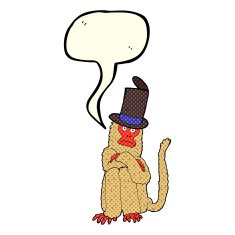 cartoon monkey wearing hat with speech bubble N6