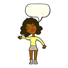 cartoon woman only joking with speech bubble N6