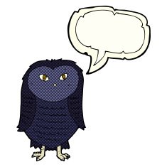 Cartoon owl with speech bubble N37