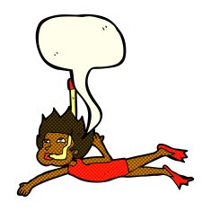 cartoon swimmer with snorkel speech bubble N6