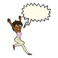 cartoon excited woman with speech bubble N78