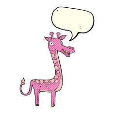 cartoon giraffe with speech bubble N6