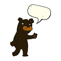 cute cartoon black bear with speech bubble N41