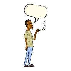 cartoon annoyed smoker with speech bubble N5