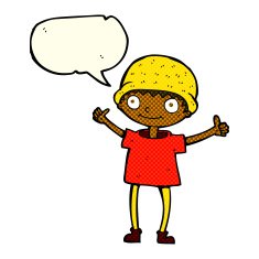 cartoon boy with positive attitude speech bubble N11