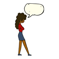 cartoon annoyed woman with speech bubble N109