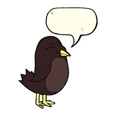cartoon bird with speech bubble N176