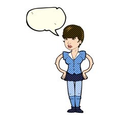 cartoon woman with hands on hips speech bubble N130