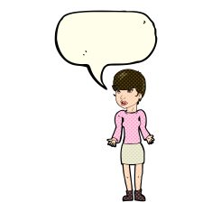 cartoon confused woman with speech bubble N51
