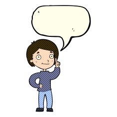 cartoon boy with idea speech bubble N47