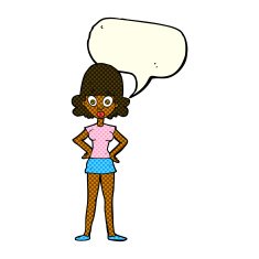 cartoon surprised woman with speech bubble N143