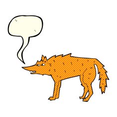 cartoon fox with speech bubble N12