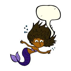 cartoon mermaid with speech bubble N38
