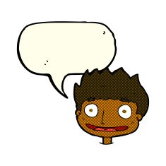 Cartoon happy boy with speech bubble N140
