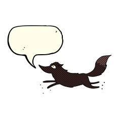 cartoon wolf running with speech bubble N3