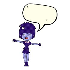 cartoon happy vampire girl with speech bubble N24