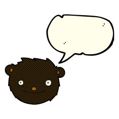 cartoon black bear head with speech bubble N5