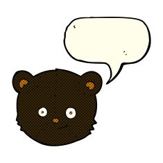 cartoon black bear head with speech bubble N6