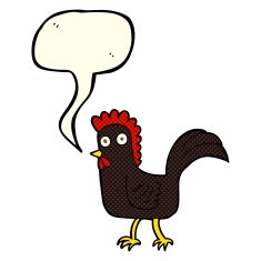 cartoon chicken with speech bubble N10