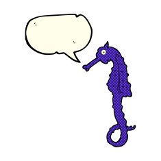 cartoon sea horse with speech bubble N12