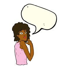 cartoon surprised woman with speech bubble N144