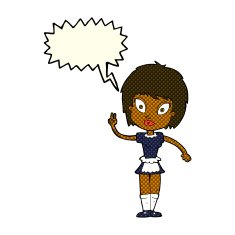 cartoon maid with speech bubble N24