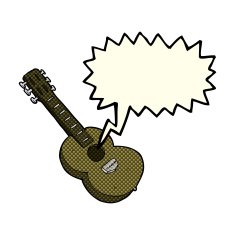 cartoon guitar with speech bubble N3