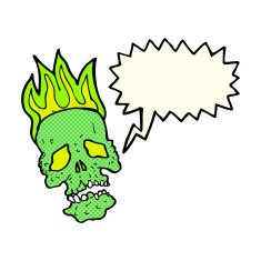 cartoon skull with speech bubble N18