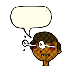 cartoon excited boy's face with speech bubble N6
