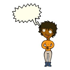 cartoon crazy excited woman with speech bubble N12