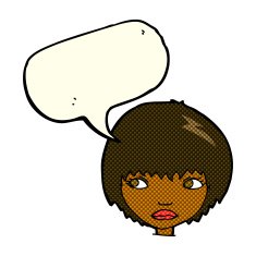 cartoon unhappy girl with speech bubble N11