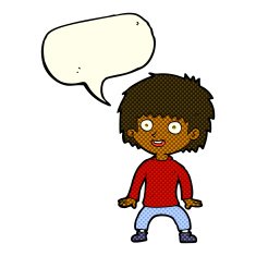 cartoon excited boy with speech bubble N84