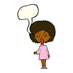 cartoon woman explaining her point with speech bubble N24