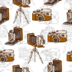 Vintage Seamless Background with Retro Camera N2