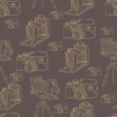 Vintage Seamless Background with Retro Camera N3