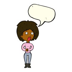 cartoon surprised woman with speech bubble N145