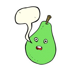 cartoon pear with speech bubble N6