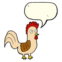 cartoon rooster with speech bubble N6