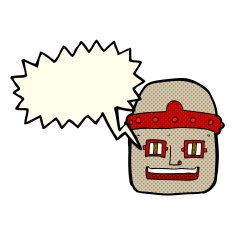 cartoon robot head with speech bubble N36