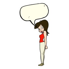 cartoon pretty woman with speech bubble N163