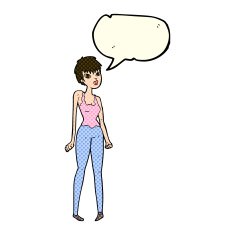 cartoon pretty woman with speech bubble N164